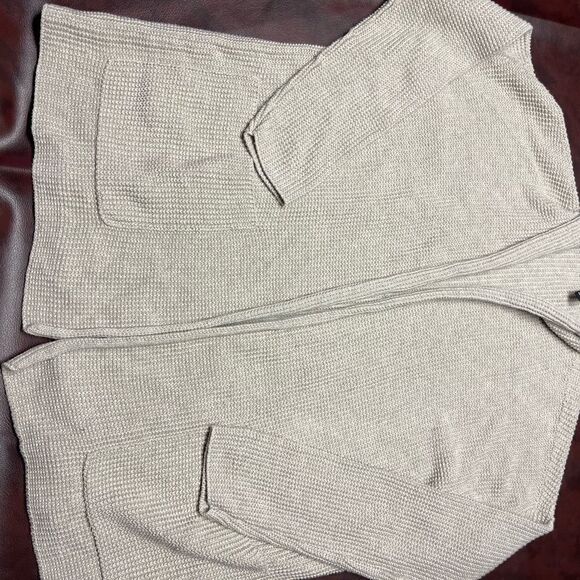 Eileen‎ Fisher beige tan open front cardigan with hood, size XXS - Picture 3 of 16